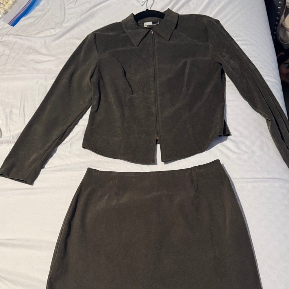 Dress Barn Dark Olive Suede Jacket
